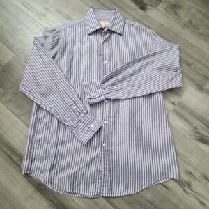 Michael Kors Blue Striped Casual Button Down Shirt